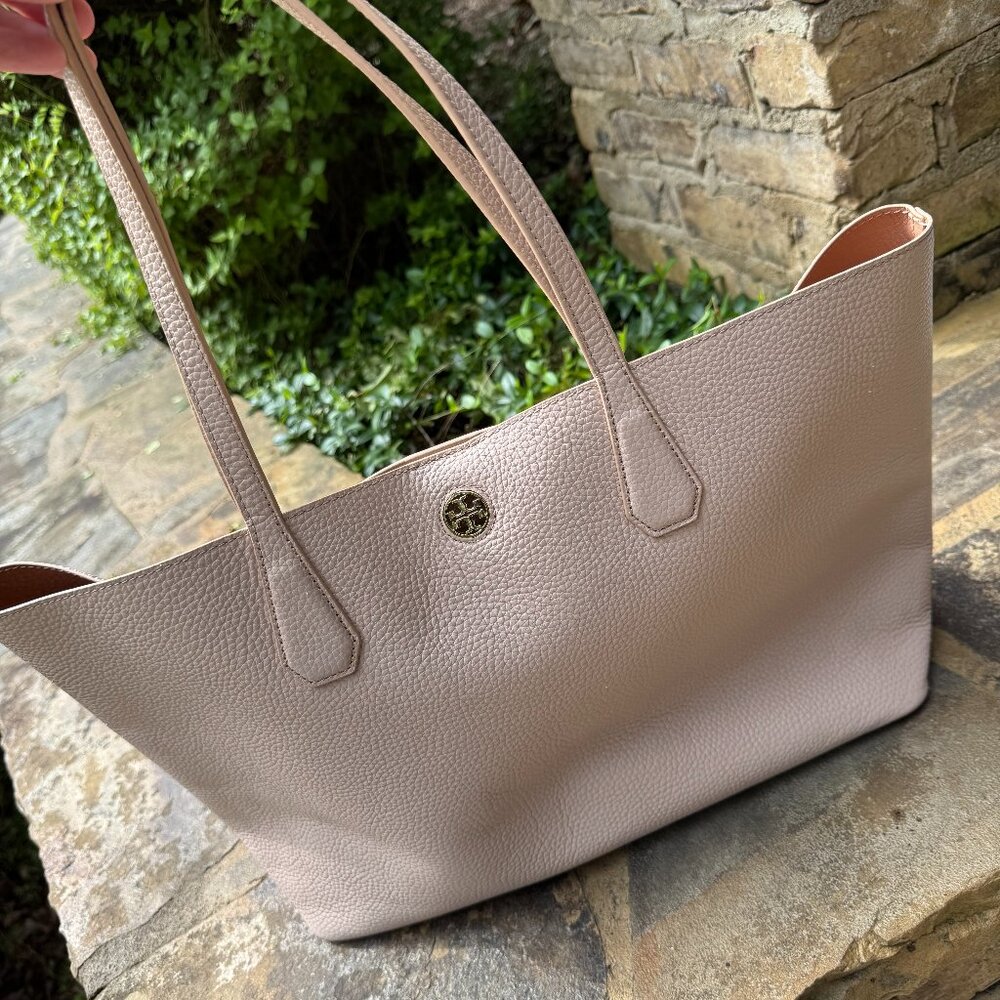 Tory Burch Light Pink Pebbled Leather Tote